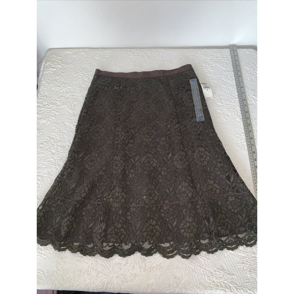 Old Navy Skirt Women 8 Y2K Brown Boho Floral Lace Midi Dark Romantic Fairy Goth